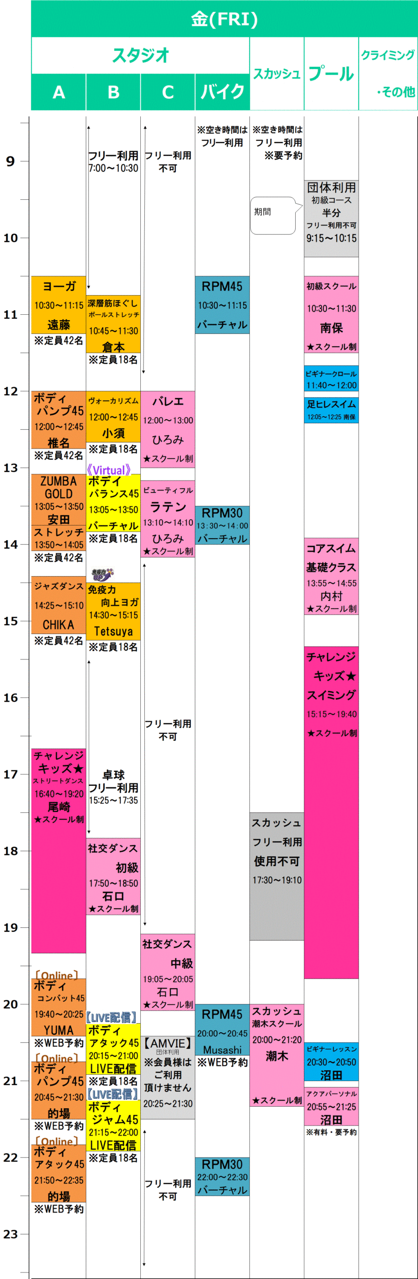 金曜日スケジュール